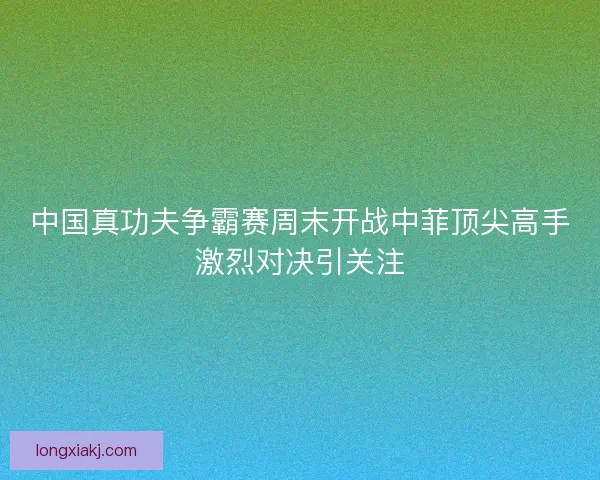 中国真功夫争霸赛周末开战中菲顶尖高手激烈对决引关注